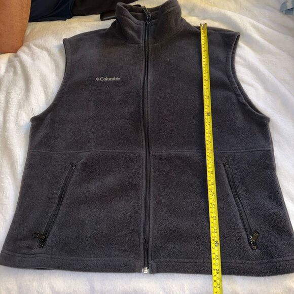 Columbia Men’s Fleece Zipper Vest Solid Black Dark Charcoal Large GUC - Picture 7 of 9